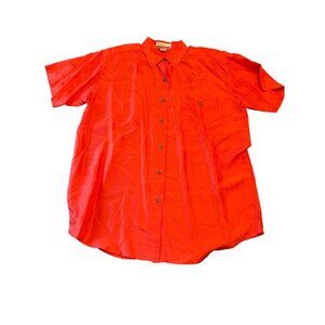 Diana Marco Mens Red Silk‎ Button-Up Shirt Size 16 Vintage 80s